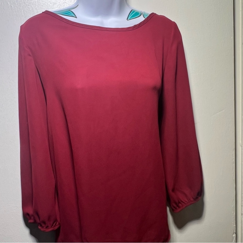 Red Long Sleeve Bow Back Blouse